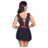 Cottelli Bondage - Babydoll dantelat cu guler (negru) - L