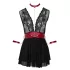 Cottelli Bondage - Babydoll dantelat cu guler (negru) - L
