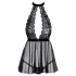 Kissable - babydoll scurt cu guler, dantelă - negru