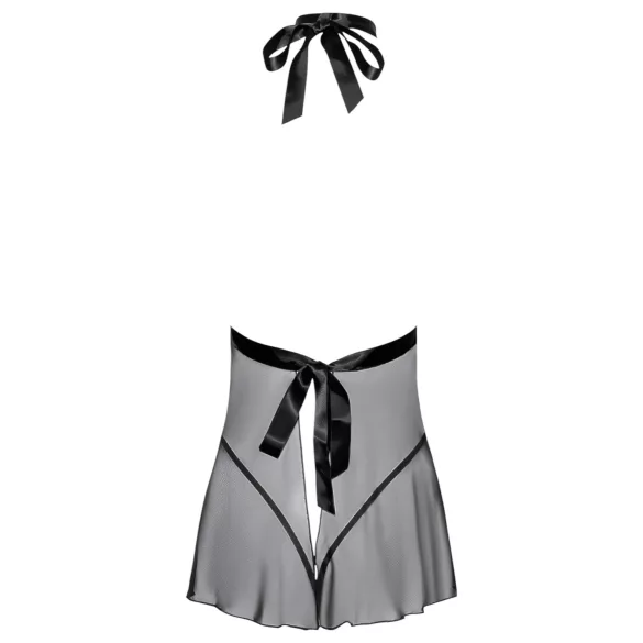 Kissable - babydoll scurt cu guler, dantelă - negru