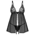 Obsessive Blomentis - babydoll sexy din dantelă - set negru - M/L