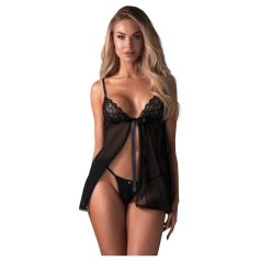 Obsessive Blomentis - babydoll sexy din dantelă - set negru