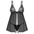 Obsessive Blomentis - babydoll sexy din dantelă - set negru