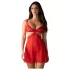 Obsessive - Babydoll dantelă transparentă cu chilot - roșu - L/XL