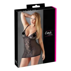  Cottelli Plus Size - babydoll din dantelă transparentă - negru - 2XL