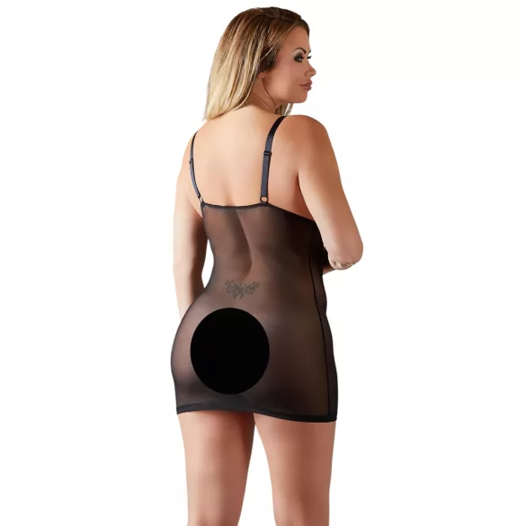 Cottelli Plus Size - babydoll din dantelă transparentă - negru - 3XL