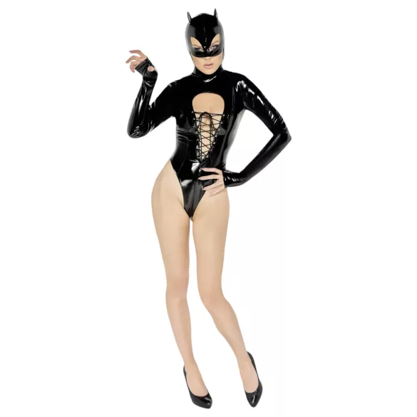Black Velvets - body sexy cu mâneci lungi - Batwoman - negru