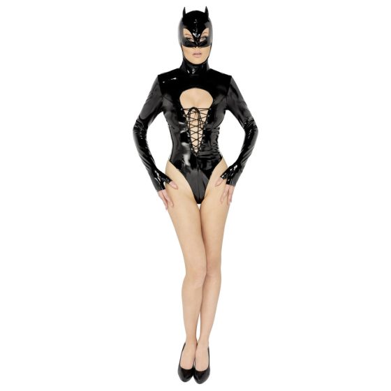 Black Velvet - body cu mâneci lungi și mască Batwoman (negru)