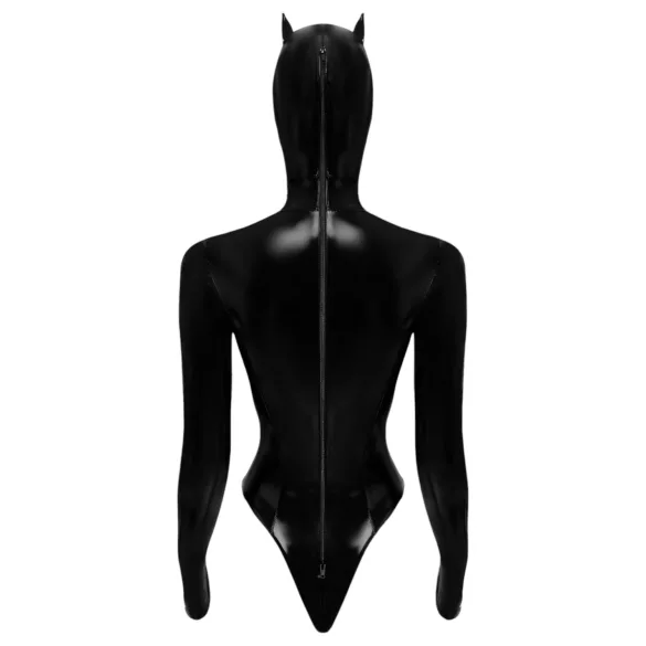 Black Velvets - body sexy cu mâneci lungi - Batwoman - negru