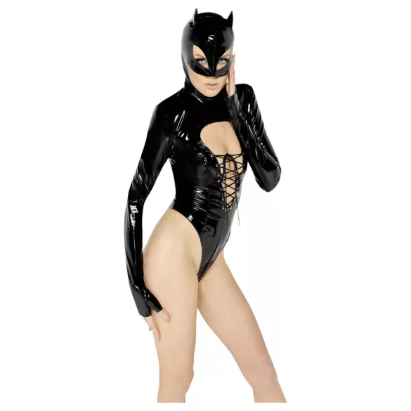 Black Velvets - body sexy cu mâneci lungi - Batwoman - negru