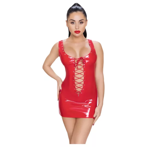 Black Level - rochie mini din lac cu șireturi - roșu - L