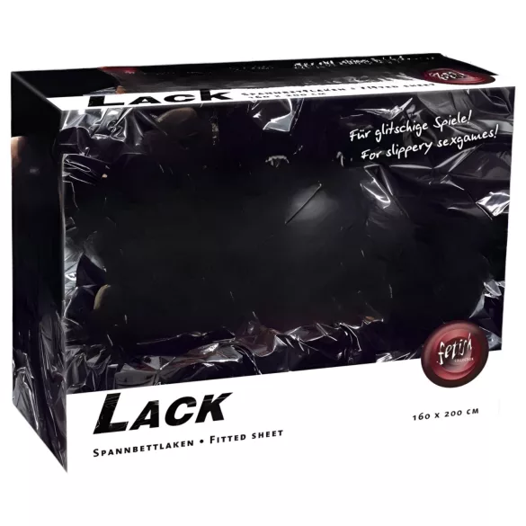 Fetiș - Cearșaf din latex lăcuit - cu elastic - 160x200 cm (negru)