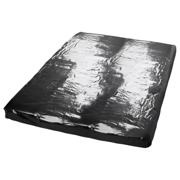 Fetiș - Cearșaf din latex lăcuit - cu elastic - 160x200 cm (negru)