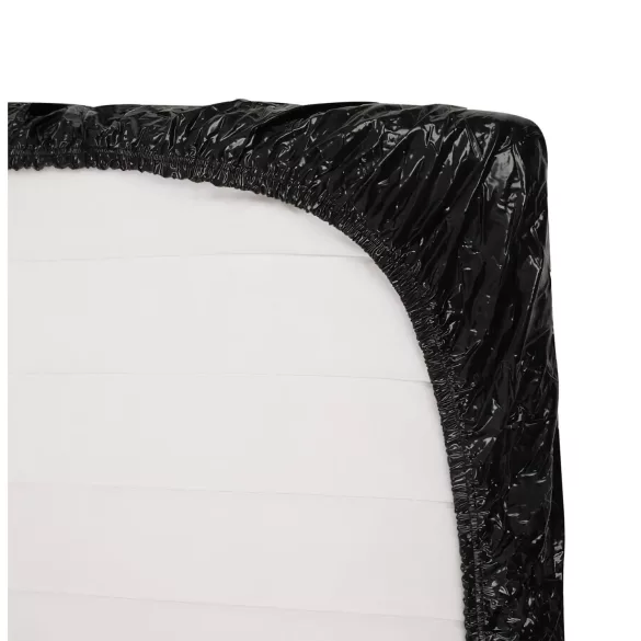 Fetiș - Cearșaf din latex lăcuit - cu elastic - 160x200 cm (negru)