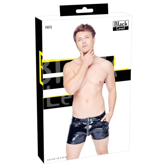 Black Level - Pantaloni scurți lăcuiți cu buzunare laterale (negri) - XL