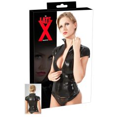 Latex - top damă scurt cu fermoar - negru