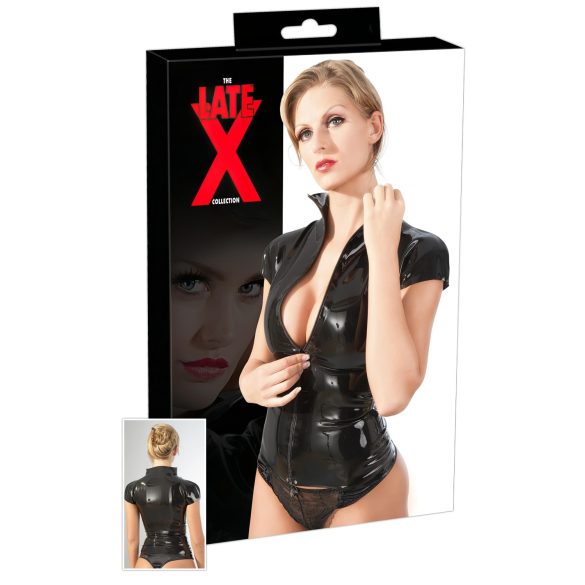 LAȚIEX - top scurt cu fermoar pentru femei (negru) - M