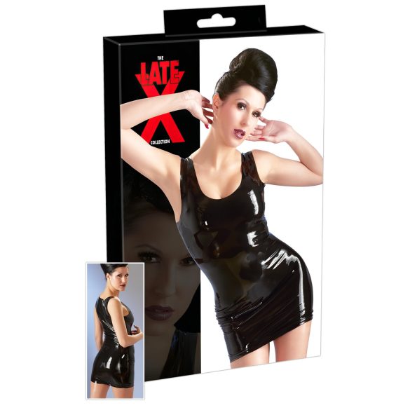 Rochie mini fără mâneci din latex (neagră) - L