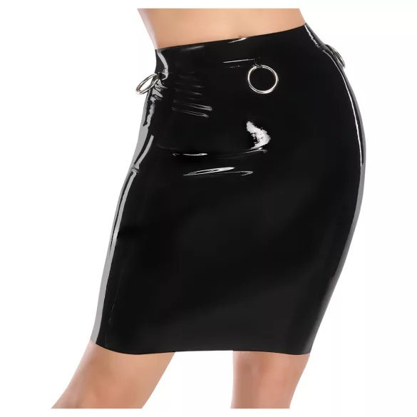 LATEX - fustă midi din latex (neagră)