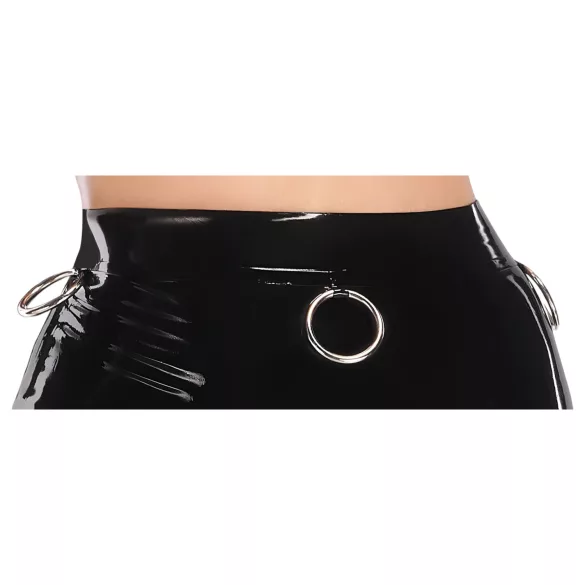 LATEX - fustă midi din latex (neagră) - M