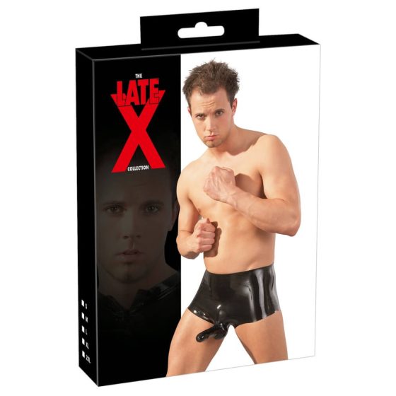 LATEX - boxeri cu manta pentru penis (negru) - L/XL