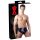 LATEX - Chilot bărbatesc cu dildo anal conic interior (negru) - XL