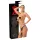 Latex X chiloți tanga exteriori + 2 dildo-uri interne (negru, mărimi S-L)