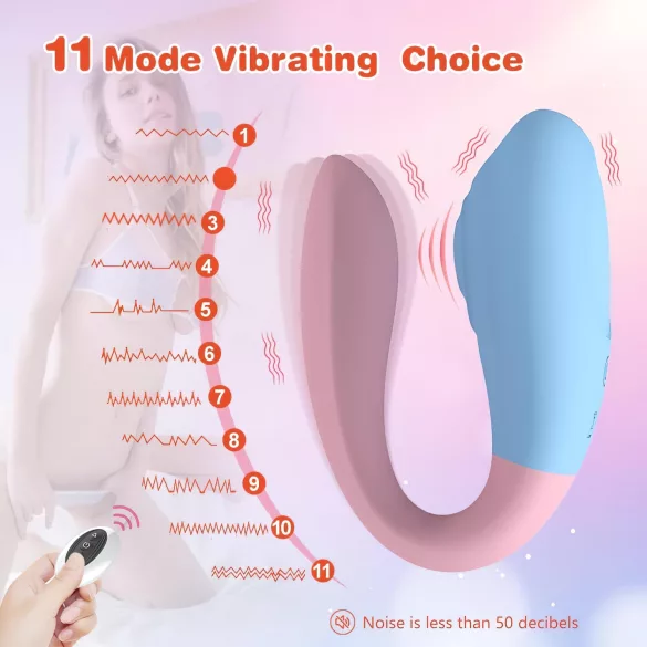 Mrow 03 - vibrator pentru cuplu, rezistent la apă, reîncărcabil - albastru-roz