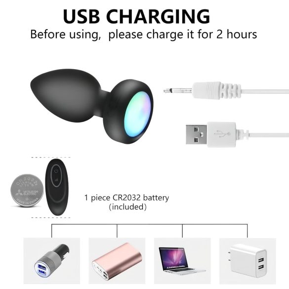 Mrow - vibrator anal cu radio și lumină - negru