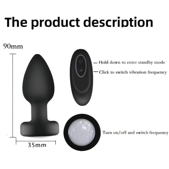 Mrow - vibrator anal luminos cu radio (negru)