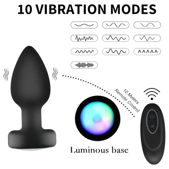Mrow - vibrator anal cu radio și lumină - negru
