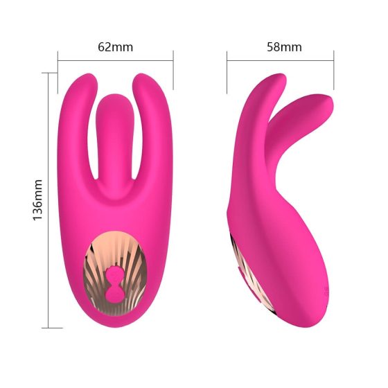 Mrow - vibrator stimulator de clitoris cu acumulator, cu 3 ramuri (roz)
