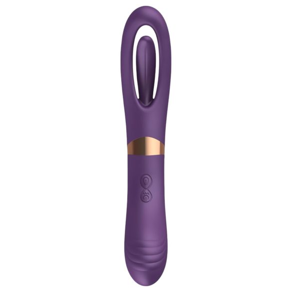 Funny Me Dual - vibrator dublu 2în1 cu limbă - reîncărcabil, mov