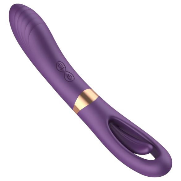 Funny Me Dual - vibrator dublu 2în1 cu limbă - reîncărcabil, mov