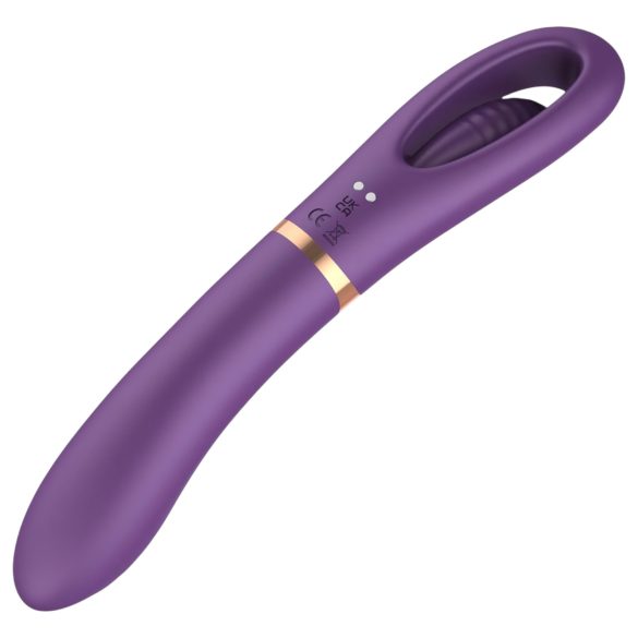 Funny Me Dual - vibrator dublu 2în1 cu limbă - reîncărcabil, mov