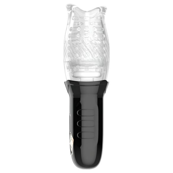 Leopard Bellucci 360 - masturbator rotativ-vibrator - transparent-negru