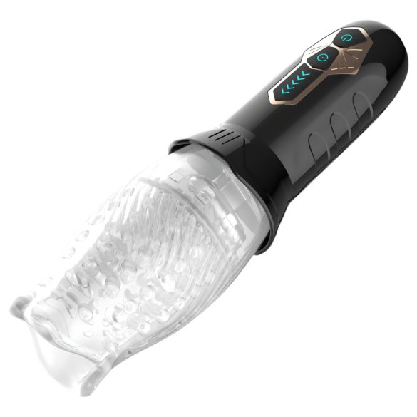 Leopard Bellucci 360 - masturbator rotativ-vibrator - transparent-negru