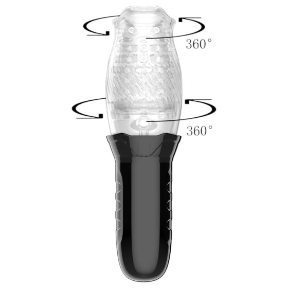 Funny Me Bellucci 360 - masturbator rotativ-vibratoriu (transparent-negru)