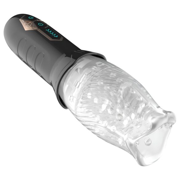 Leopard Bellucci 360 - masturbator rotativ-vibrator - transparent-negru