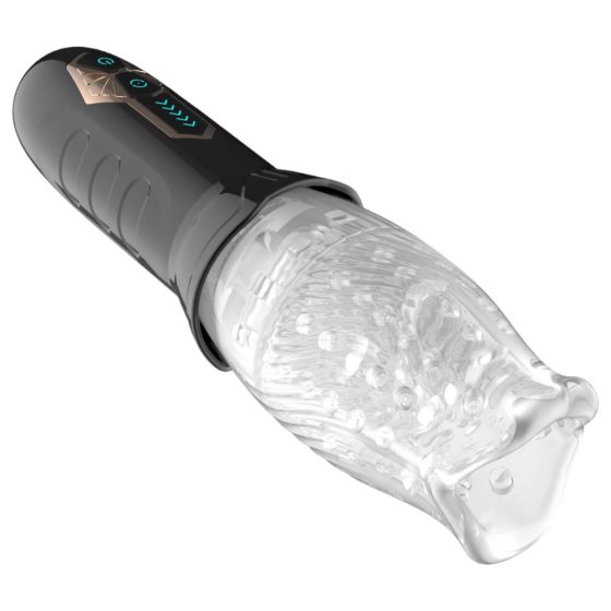 Funny Me Bellucci 360 - masturbator rotativ-vibratoriu (transparent-negru)