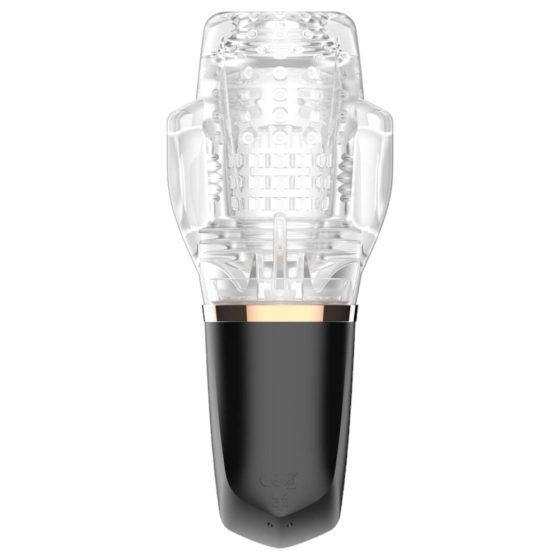 Funny Me Rocket Cup - masturbator cu supt și vibrații (transparent-negru)