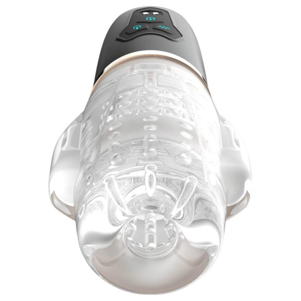 Funny Me Rocket Cup - masturbator cu sucțiune și vibrații - transparent/negru