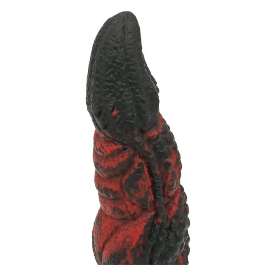 OgazR Iadul Dong - dildo cu ventuză și striat - 20 cm (negru-roșu)