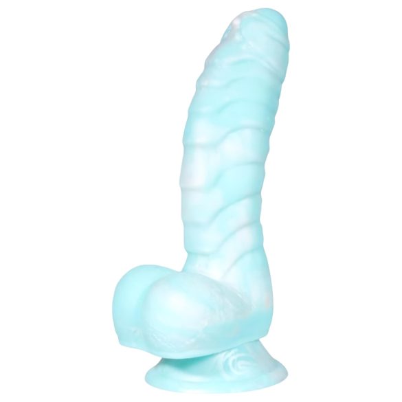 Vibrația Mării - dildou cu textură, 17 cm, albastru-alb
