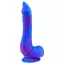 Inkipus - dildo cu testicule - silicon - 18cm - albastru-roz