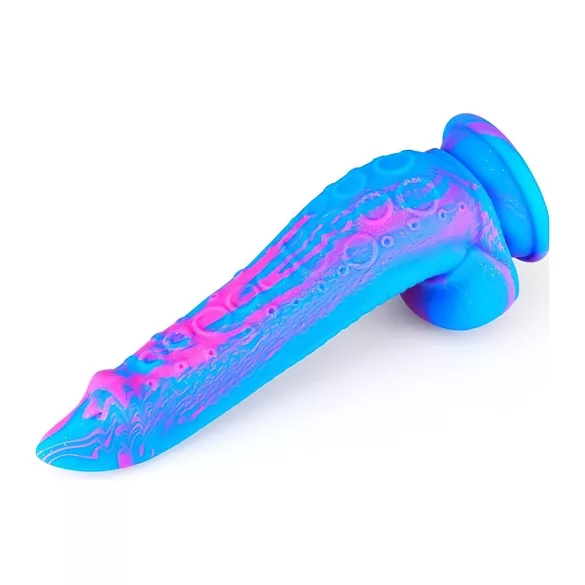 Inkipus - dildo cu testicule - silicon - 18cm - albastru-roz