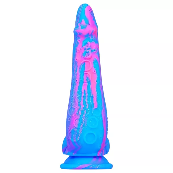 Inkipus - dildo cu testicule - silicon - 18cm - albastru-roz