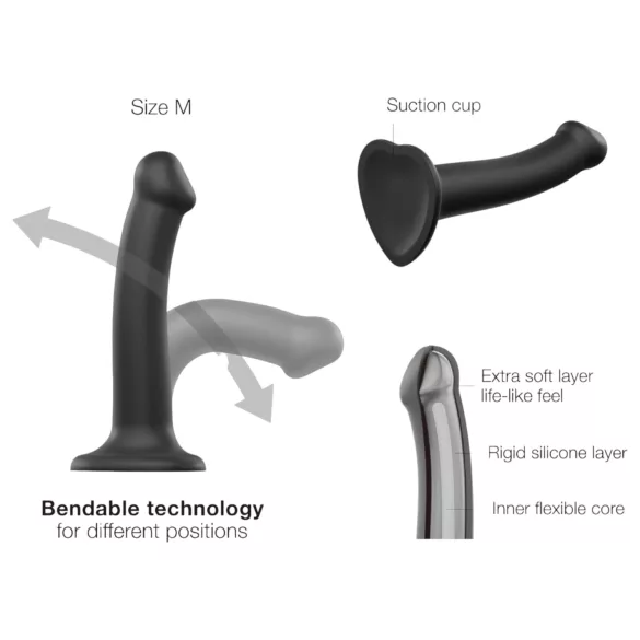 Strap-on-me Dual S - dildo cu două straturi - negru