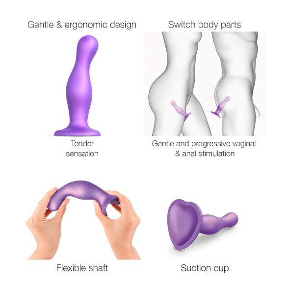 Strap-on-me Curvy S - dildou ondulat cu ventuză (violet)