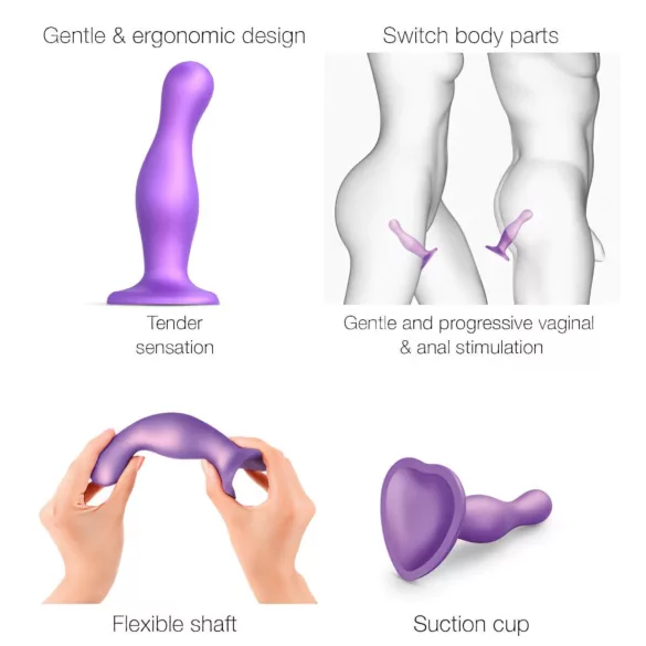 Strap-on-me Curvy S - dildo ondulat cu ventuză (mov)